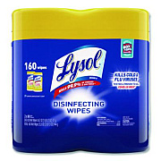 LYSOL Brand Disinfecting Wipes, 1-Ply, 7 x 7.25, Lemon and Lime Blossom, White, 80 Wipes/Canister, 2 Canisters/Pack (80296PK)