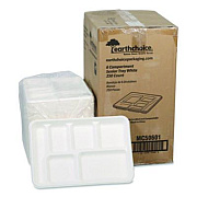 Pactiv Evergreen Compostable Fiber Blend School Lunch Tray, Heavy Duty, 8 x 12 x 1, White, 250/Carton (MC50601)