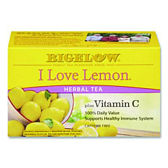Bigelow I Love Lemon Herbal Tea, 0.06 oz Tea Bag, 28/Box (RCB003991)