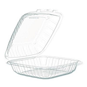 Dart Microwaveable Hinged Containers, ProPlanet Seal, 9 x 8.75 x 3, Clear, Plastic 150/Carton (90PPHT1)