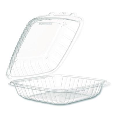 Dart Microwaveable Hinged Containers, ProPlanet Seal, 9 x 8.75 x 3, Clear, Plastic 150/Carton (90PPHT1)