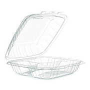 Dart Microwaveable Hinged Containers, ProPlanet Seal, 3 Compartments, 9 x 8.75 x 3, Clear, Plastic,150/Carton (90PPHT3)