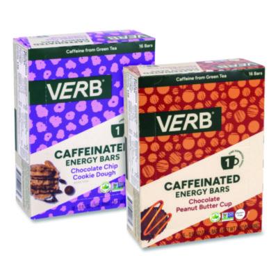 VERB Energy Caffeinated Energy Bar, Chocolate Peanut Butter Cup and Chocolate Chip Cookie Dough, 0.92  oz Bar, 32/Box (60004178)