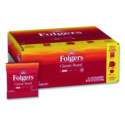 Folgers Classic Roast Ground Coffee Fraction Pack, 0.9 oz Fractional Pack, 36/Carton (06125)