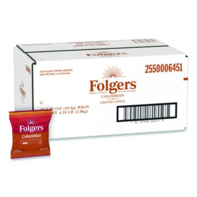 Folgers Colombian Ground Coffee Fraction Pack. 100% Colombian, 1.75 oz Fraction Pack, 42/Carton (06451)