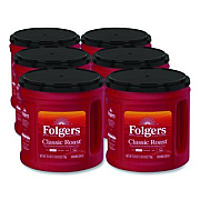 Folgers Coffee, Classic Roast, Ground, 25.9 oz Canister, 6/Carton (20421CT)