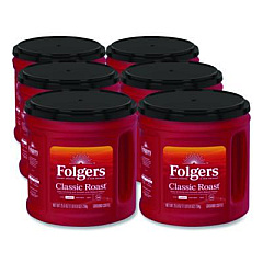 Folgers Coffee, Classic Roast, Ground, 25.9 oz Canister, 6/Carton (20421CT)
