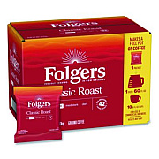 Folgers Classic Roast Ground Coffee Fraction Pack, 1.2 oz Packets, 42/Carton (20457)