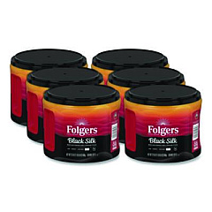 Folgers Black Silk Ground Coffee, Black 22.6 oz Canister, 6/Carton (20540CT)