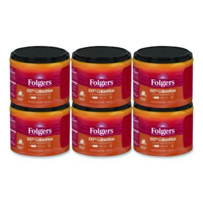 Folgers 100% Columbian Coffee, 22.6 oz Canister, 6/Carton (30445CT)
