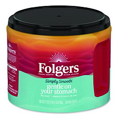 Folgers Simply Smooth Ground Coffee, Gentle On Your Stomach, 27 oz Canister (30446)