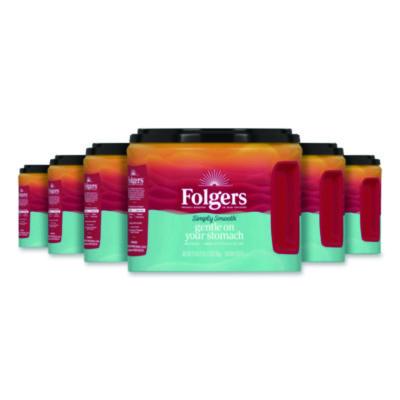 Folgers Simply Smooth Ground Coffee, Gentle On Your Stomach, 27 oz Canister, 6/Carton (30446CT)