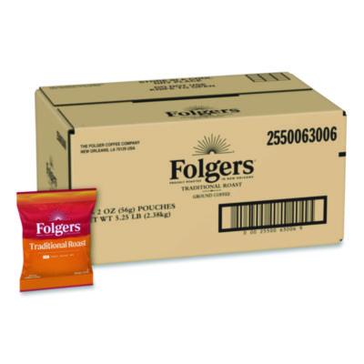 Folgers Traditional Roast Ground Coffee Fraction Packs, Traditional Roast, 2oz, 42/Carton (63006)