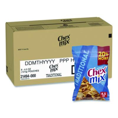 Chex Mix Snack Mix Savory Traditional, 4.5 oz Bag, 8/Box (SN21494)