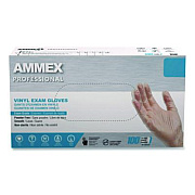 AMMEX Professional Vinyl Exam Gloves, Powder-Free, Large, Clear, 100/Box (VPF66100)