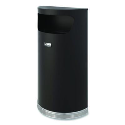 Suncast Commercial Half Round Metal Trash Can, 9 gal, Steel, Black (MTCRES901BK)