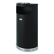 Suncast Commercial Half Round Metal Trash Can with Ashtray, 9 gal, Steel, Black (MTCRES901BKS)