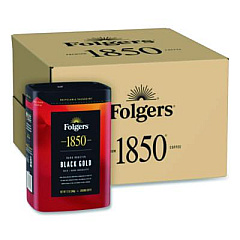 1850 Black Gold Roast Ground Coffee, 12 oz Canister, 6/Carton (12722)