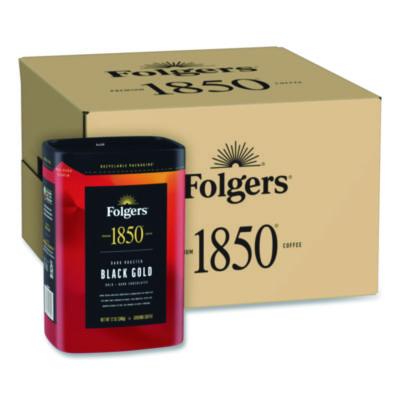 1850 Black Gold Roast Ground Coffee, 12 oz Canister, 6/Carton (12722)
