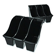Storex Small Book Bin, 1.5 gal, 4.5" x 11.75" x 8.5", Black, 6/Pack (70123E06C)