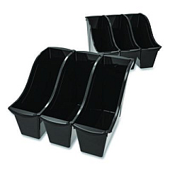 Storex Small Book Bin, 1.5 gal, 4.5" x 11.75" x 8.5", Black, 6/Pack (70123E06C)