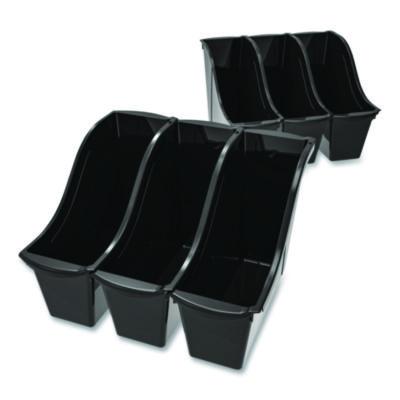 Storex Small Book Bin, 1.5 gal, 4.5" x 11.75" x 8.5", Black, 6/Pack (70123E06C)