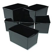 Storex Wide Book Bin, 3.82 gal, 9.2" x 14.5" x 7", Black, 6/Pack (71130U06C)