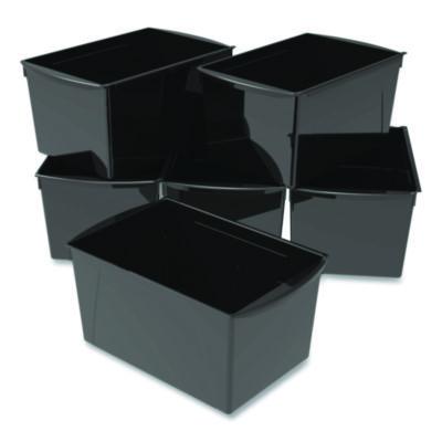 Storex Wide Book Bin, 3.82 gal, 9.2" x 14.5" x 7", Black, 6/Pack (71130U06C)
