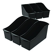 Storex Large Book Bin, 2 gal, 5.3" x 14.3" x 7", Black, 6/Pack (70109E06C)