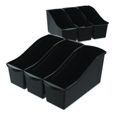 Storex Large Book Bin, 2 gal, 5.3" x 14.3" x 7", Black, 6/Pack (70109E06C)