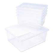 Storex Storage Tray, Deep, 2 gal, 10.65" x 10.65" x 5.2", Clear, 5/Pack (62532U05C)