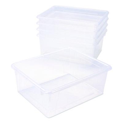 Storex Storage Tray, Deep, 2 gal, 10.65" x 10.65" x 5.2", Clear, 5/Pack (62532U05C)