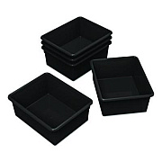 Storex Storage Tray, Deep, 2 gal, 10.65" x 10.65" x 5.2", Black, 5/Pack (62523U05C)