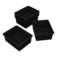 Storex Storage Tray, Deep, 2 gal, 10.65" x 10.65" x 5.2", Black, 5/Pack (62523U05C)
