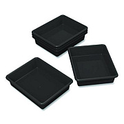 Storex Storage Tray, Flat, 102.4 oz, 10.65" x 10.65" x 2.96", Black, 5/Pack (62516U05C)