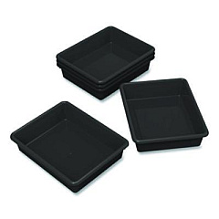 Storex Storage Tray, Flat, 102.4 oz, 10.65" x 10.65" x 2.96", Black, 5/Pack (62516U05C)