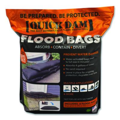 Quick Dam Flood Bags, 12" x 24" x 3.5", 6 Bags/Pack (QD12246ES)