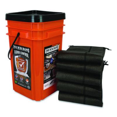 Quick Dam Outdoor Grab and Go Bucket Kit, (1) Bucket, (5) 10 ft Flood Barriers (QDGG105)