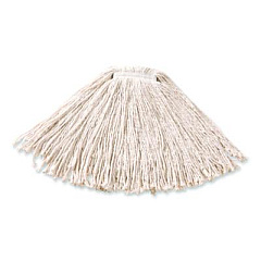 Rubbermaid Commercial Non-Launderable Premium Cut-End Cotton Wet Mop Head, 16 oz, White, 1" White Band, 12/Carton (F11612)