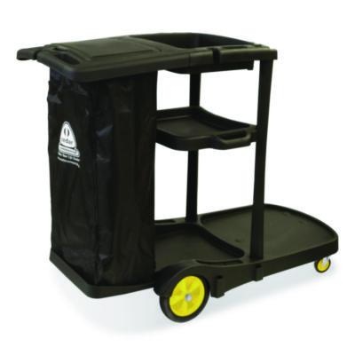 Nexstep Commercial Products Premier Janitor Cart, 2 Shelves, Plastic, 18.25 x 44.5 x 38, Black (96980)