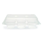 Plastifar Bakery Containers, Muffin/Cupcake, 7.25 x 9.88 x 3.13, Clear, 250/Carton (18200)