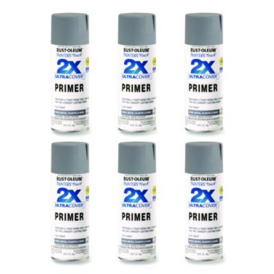 Rust-Oleum Painter's Touch 2X Ultra Cover Spray Paint, Flat Gray, 12 oz Aerosol Can, 6/Carton (334017)