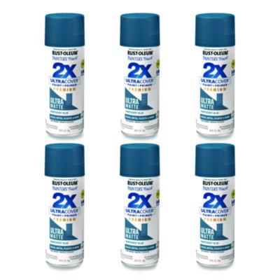 Rust-Oleum Painter's Touch 2X Ultra Cover Spray Paint, Ultra Matte Blue, 12 oz Aerosol Can, 6/Carton (331188)