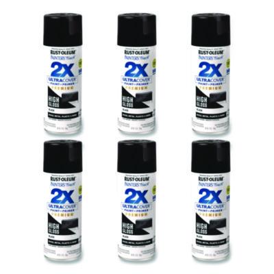 Rust-Oleum Painter's Touch 2X Ultra Cover Spray Paint, High Gloss Black, 12 oz Aerosol Can, 6/Carton (331172)