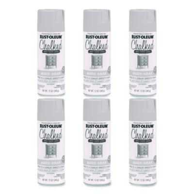 Rust-Oleum Ultra Matte Chalked Paint, Matte Aged Gray, 12 oz Aerosol Can, 6/Carton (302592)