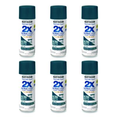 Rust-Oleum Painter's Touch 2X Ultra Cover Spray Paint, Ultra Matte Teal, 12 oz Aerosol Can, 6/Carton (331185)
