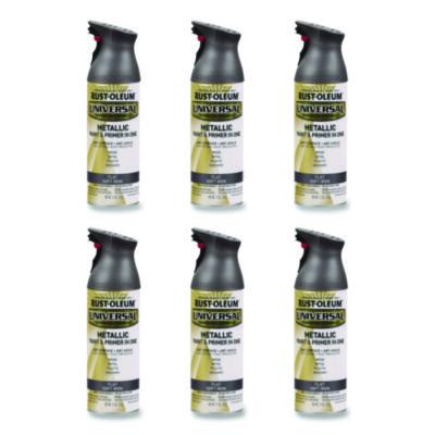 Rust-Oleum Universal Premium Spray Paint, Flat Iron, 12 oz Aerosol Can, 6/Carton (271473)