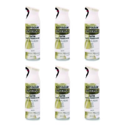 Rust-Oleum Universal Premium Spray Paint, Satin White, 12 oz Aerosol Can, 6/Carton (245210)