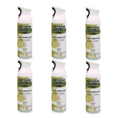 Rust-Oleum Universal Premium Spray Paint, Gloss White, 12 oz Aerosol Can, 6/Carton (245199)