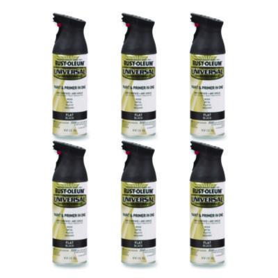 Rust-Oleum Universal Premium Spray Paint, Flat Black, 12 oz Aerosol Can, 6/Carton (245198)
